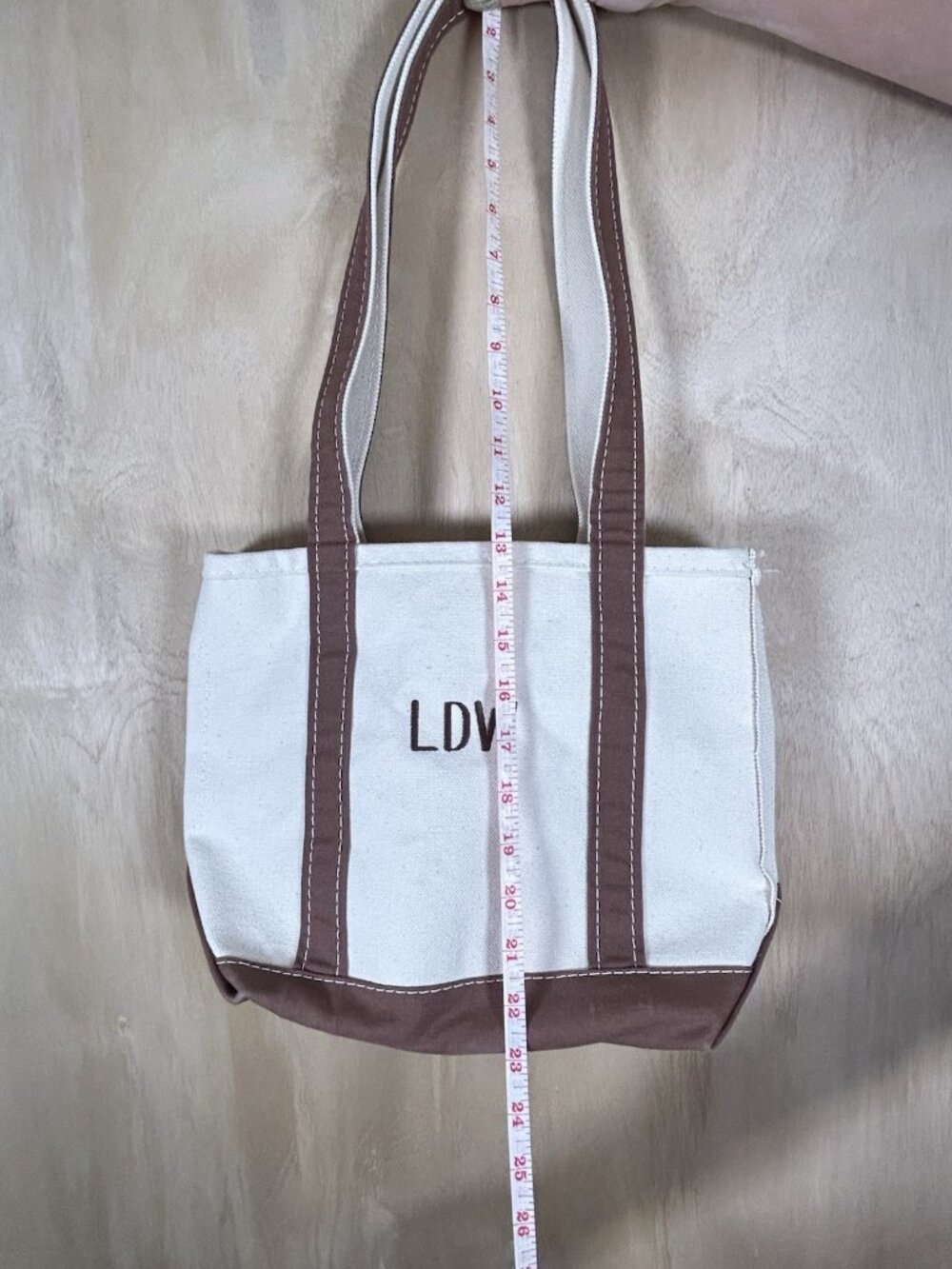 Vintage 1990’s LL Bean Boat & Tote Canvas Brown Trim  USA Made Monogrammed EUC - Picture 14 of 15